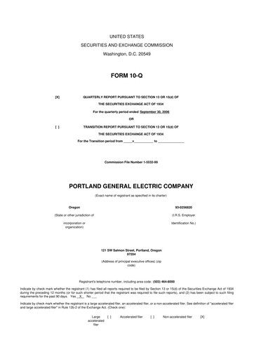 Thumbnail Portland General Electric
 10-Q Quarterly Report FY 