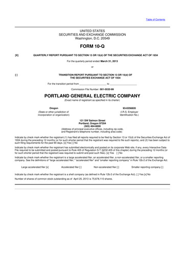 Thumbnail Portland General Electric
 10-Q Quarterly Report FY2013 