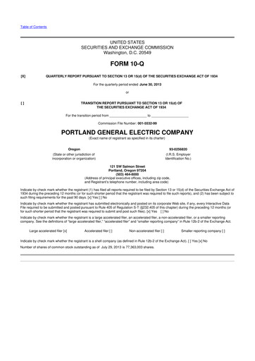 Thumbnail Portland General Electric
 10-Q Quarterly Report FY2013 