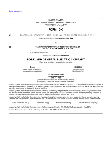 Thumbnail Portland General Electric
 10-Q Quarterly Report FY2014 