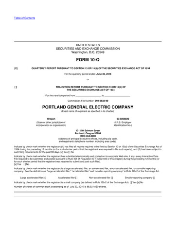 Thumbnail Portland General Electric
 10-Q Quarterly Report FY2016 