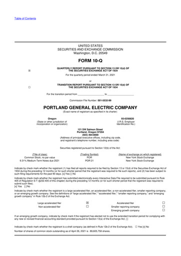 Thumbnail Portland General Electric
 10-Q Quarterly Report FY2021 