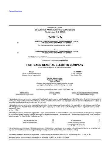 Thumbnail Portland General Electric
 10-Q Quarterly Report FY2021 