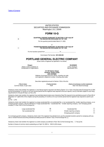 Thumbnail Portland General Electric
 10-Q Quarterly Report FY2025 