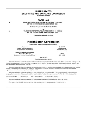 Thumbnail Encompass Health
 10-Q Quarterly Report FY2011 
