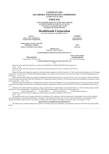 Thumbnail Encompass Health
 10-K Annual Report 2015