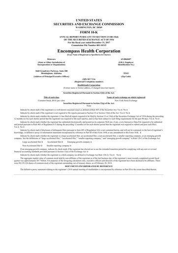 Thumbnail Encompass Health
 10-K Annual Report 2017