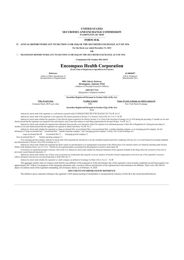 Thumbnail Encompass Health
 10-K Annual Report 2023