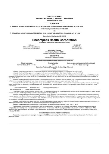 Thumbnail Encompass Health
 10-K Annual Report 2025