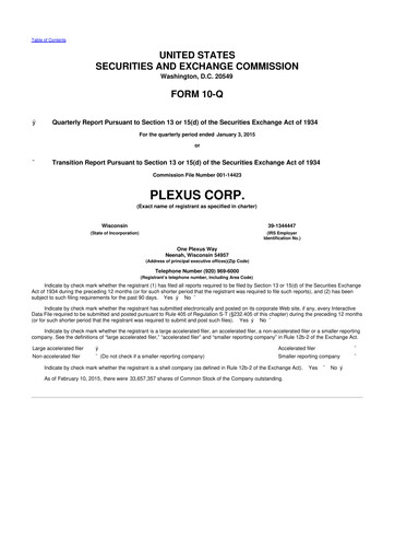 Thumbnail Plexus 10-Q Quarterly Report FY2015 