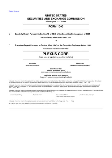 Thumbnail Plexus 10-Q Quarterly Report FY2016 