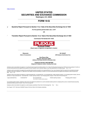 Thumbnail Plexus 10-Q Quarterly Report FY2017 