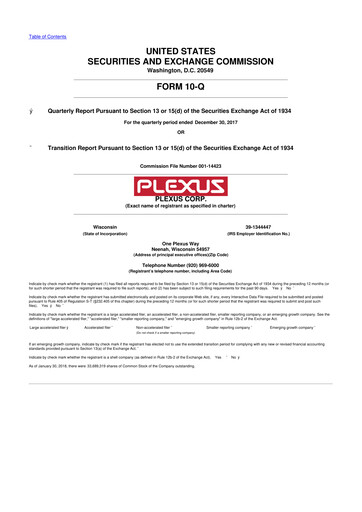 Thumbnail Plexus 10-Q Quarterly Report FY2018 
