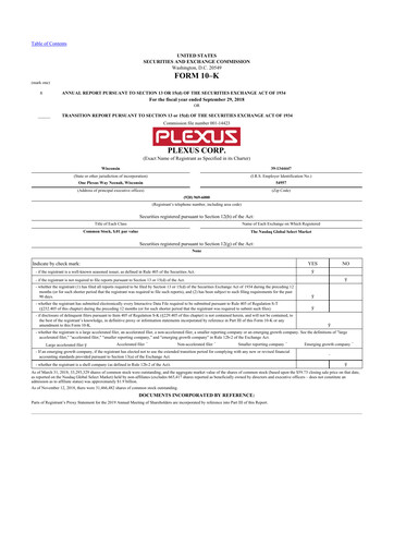 Thumbnail Plexus 10-K Annual Report 2018