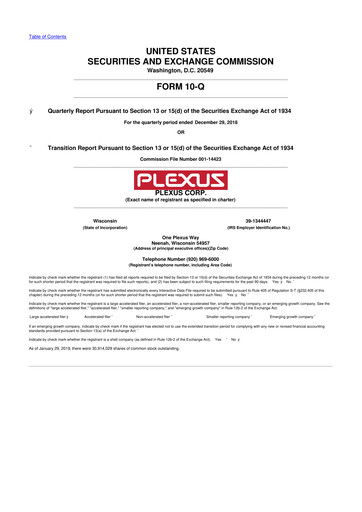 Thumbnail Plexus 10-Q Quarterly Report FY2019 