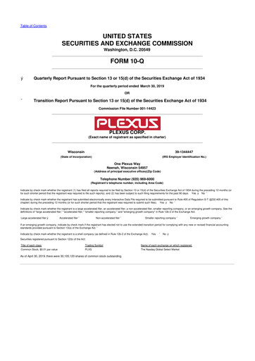 Thumbnail Plexus 10-Q Quarterly Report FY2019 
