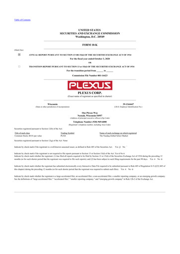 Thumbnail Plexus 10-K Annual Report 2020