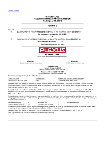 Thumbnail Plexus 10-Q Quarterly Report FY2021 