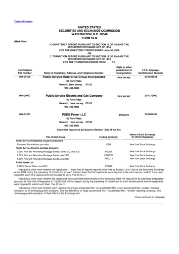 Thumbnail PSEG 10-Q Quarterly Report FY 