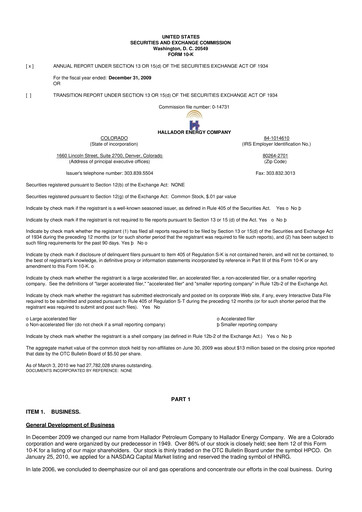 Thumbnail Hallador Energy Company
 10-K Annual Report 