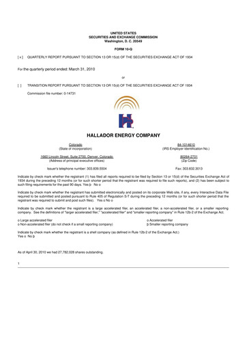 Thumbnail Hallador Energy Company
 10-Q Quarterly Report FY 