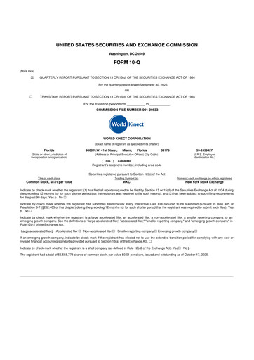 Thumbnail World Kinect 10-Q Quarterly Report FY2025 