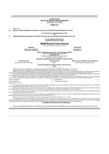 Thumbnail MGM Resorts

 10-K Annual Report 2025