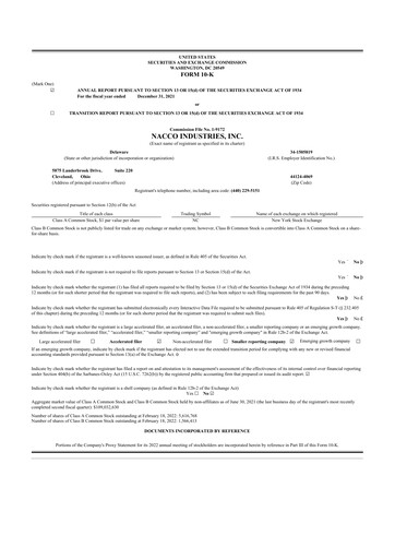 Thumbnail NACCO Industries
 10-K Annual Report 2021