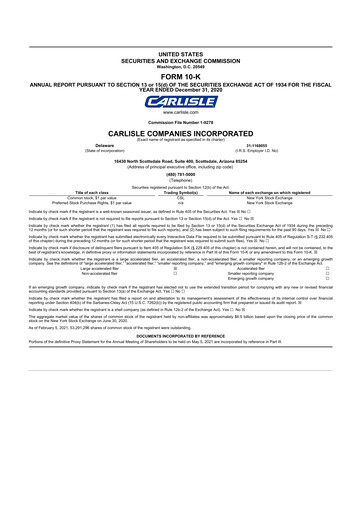 Thumbnail Carlisle Companies
 10-K Annual Report 2020