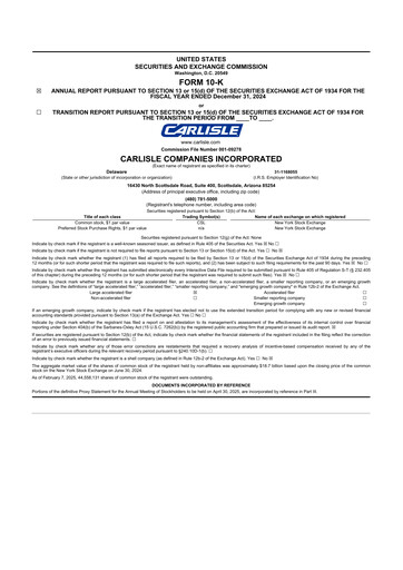 Thumbnail Carlisle Companies
 10-K Annual Report 2024