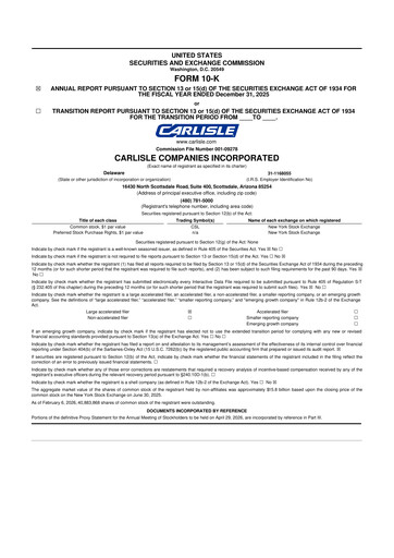 Vorschaubild Carlisle Companies
 10-K Jahresbericht 2025