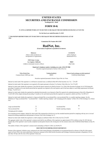 Thumbnail RadNet 10-K Annual Report 2019