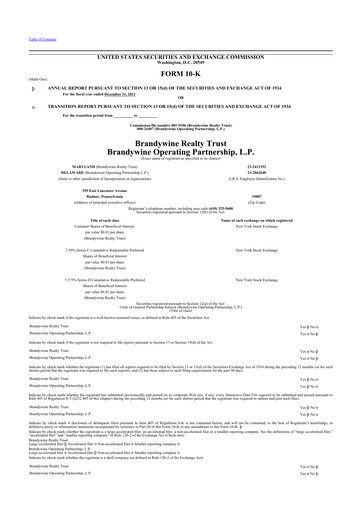 Thumbnail Brandywine Realty Trust
 10-K Annual Report 