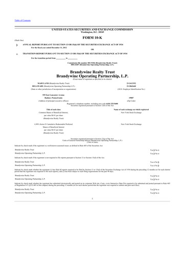 Thumbnail Brandywine Realty Trust
 10-K Annual Report 