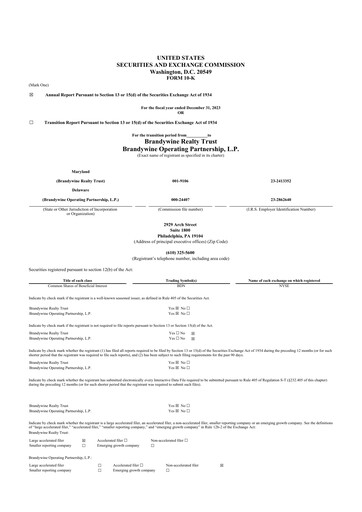 Thumbnail Brandywine Realty Trust
 10-K Annual Report 2023