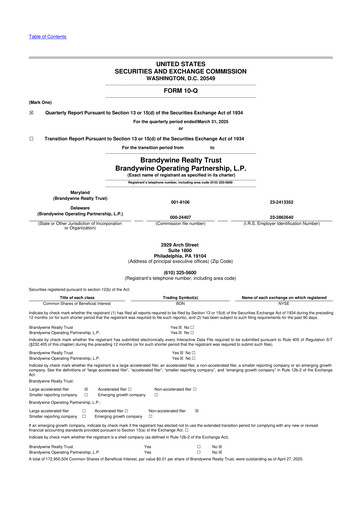 Thumbnail Brandywine Realty Trust
 10-Q Quarterly Report FY2025 