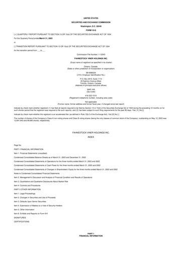 Vorschaubild Oppenheimer Holdings
 10-Q Quartalsbericht  