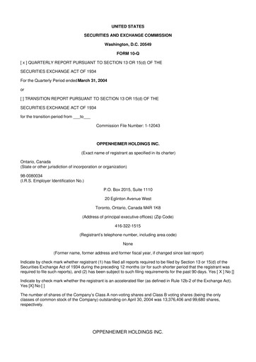 Vorschaubild Oppenheimer Holdings
 10-Q Quartalsbericht  