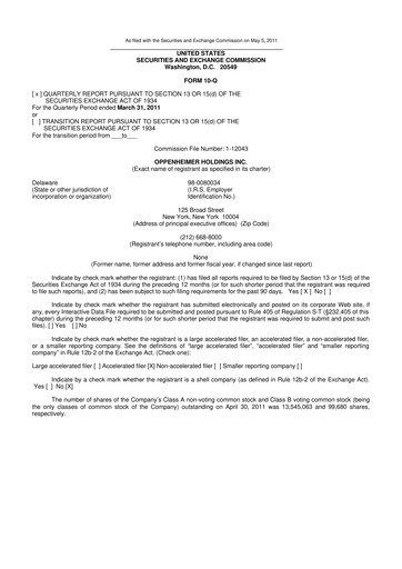 Vorschaubild Oppenheimer Holdings
 10-Q Quartalsbericht  