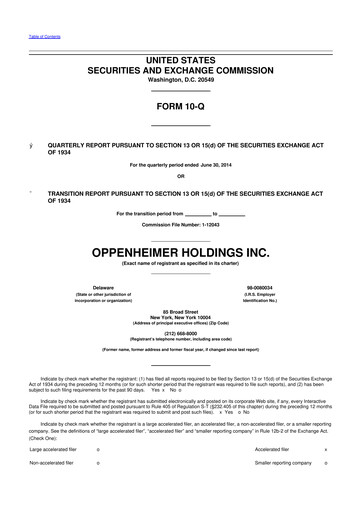 Vorschaubild Oppenheimer Holdings
 10-Q Quartalsbericht 2014 