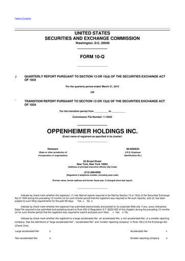 Vorschaubild Oppenheimer Holdings
 10-Q Quartalsbericht 2015 
