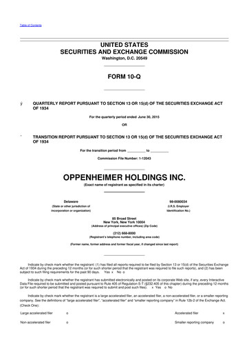 Vorschaubild Oppenheimer Holdings
 10-Q Quartalsbericht 2015 