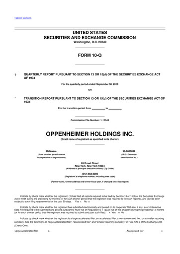 Vorschaubild Oppenheimer Holdings
 10-Q Quartalsbericht 2016 