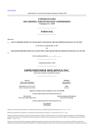 Thumbnail Oppenheimer Holdings
 10-K Annual Report 2017