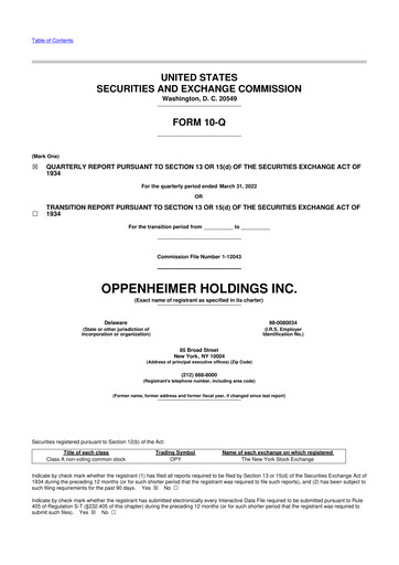 Vorschaubild Oppenheimer Holdings
 10-Q Quartalsbericht 2022 