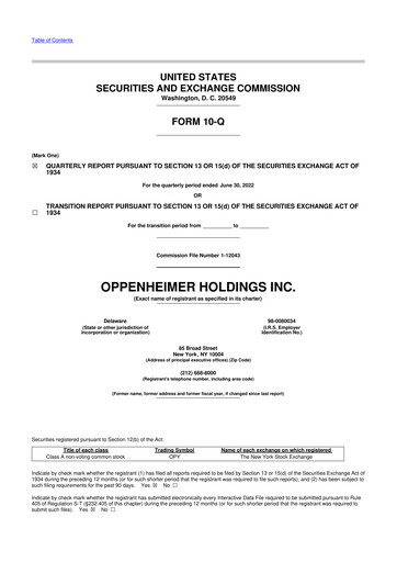 Vorschaubild Oppenheimer Holdings
 10-Q Quartalsbericht 2022 