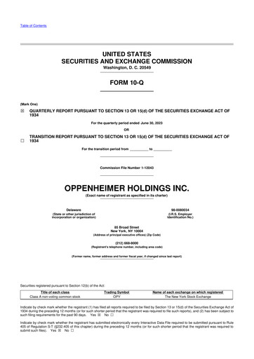 Vorschaubild Oppenheimer Holdings
 10-Q Quartalsbericht 2023 