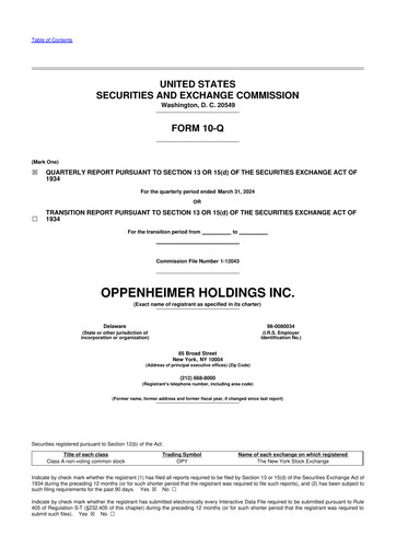 Vorschaubild Oppenheimer Holdings
 10-Q Quartalsbericht 2024 