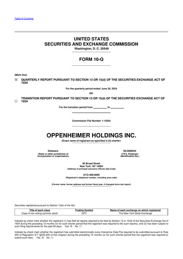 Vorschaubild Oppenheimer Holdings
 10-Q Quartalsbericht 2024 