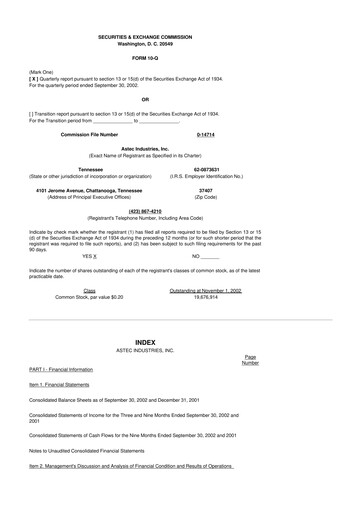 Thumbnail Astec Industries
 10-Q Quarterly Report FY 